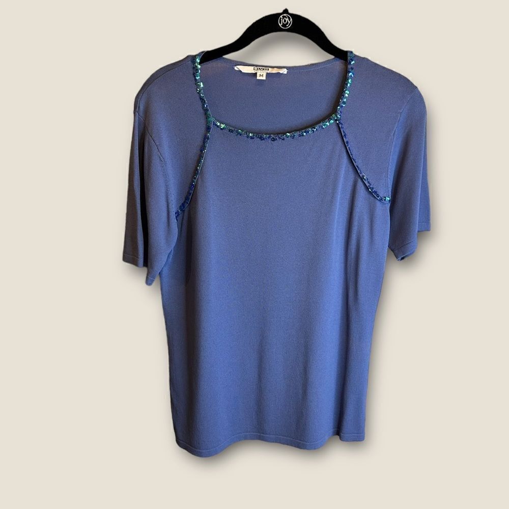 5 for‎ $25🔥Vintage BLVD Boulevard Blue Sequined Blouse Medium